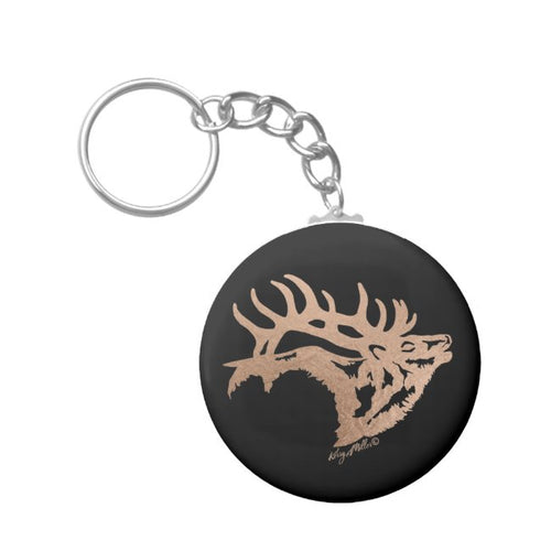 Bull Elk Silhouette - Keychain