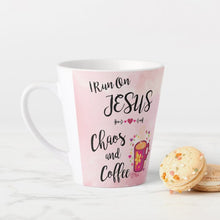 Load image into Gallery viewer, I Run On Jesus, Chaos and Coffee - Latte Mug