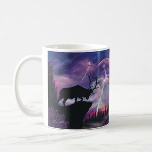 Bull Elk In Lightning Storm - Coffee Mug