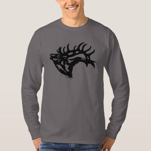 Bull Elk Silhouette - Long Sleeve T-Shirt