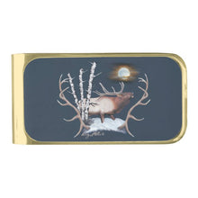 Load image into Gallery viewer, Bull Elk - Gold Finish Money Clip