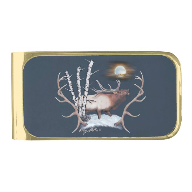 Bull Elk - Gold Finish Money Clip