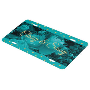 Light Turquoise Roses - License Plate