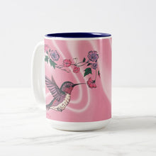 Load image into Gallery viewer, Hummingbird and Flowers - Two-Tone Coffee Mug