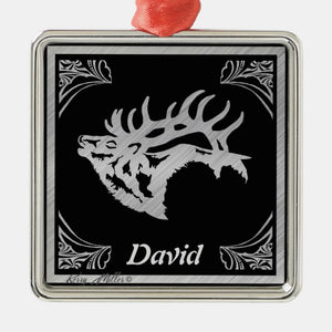 Bull Elk Silhouette - Metal Ornament