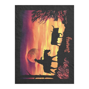 Cowboy & Longhorn Steer - Fleece Blanket